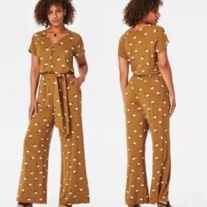 Matilda Jane Up In Front Floral Jumpsuit Wide Leg Daisy Print Short Sleeve Small